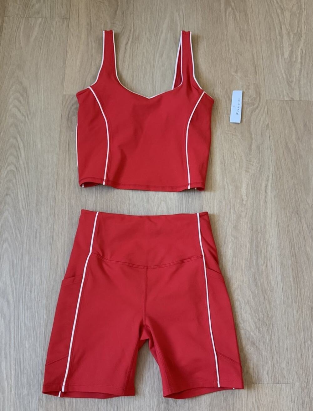 Fabletics Red On The Go Shorts & Tanks Set Size Small